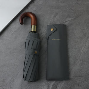 LORDWEY  & PARACHASE  Wood Bent-handle Full-automatic Umbrella Ten-frame 300T Memory Cloth Double-person Self-opening Wind-resistant Umbrella