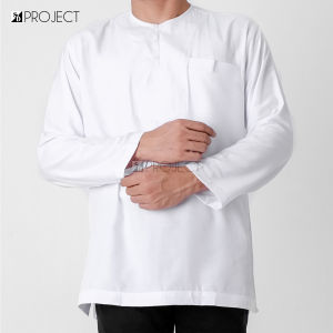 S&D PROJECT Baju Koko Muslim Pangsi Bahan Katun Rayon Warna Putih Jumbo M-4XL Untuk Pria Dewasa Lengan Panjang