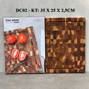 Thớt thái gỗ Teak đầu cây Kaiyo hình chữ nhật hạn chế mốc mùn mối mọt gồm 2 size (20 x 30 x 25cm) (25 x 35 x 25cm)