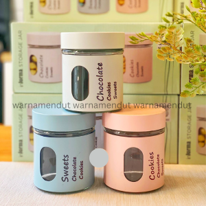 Glass Jar Toples Estetik Tempat Kue Makanan Serbaguna Isi 3pcs Ukuran 350ml WMO IF8324