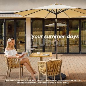 Solar Umbrella Durable Patio Garden Umbrella With Base Stand Outdoor Sunshade UV-Protection Umbrella Heavy Duty Beach Umbrella Patio Umbrella Sun Shade Umbrella
