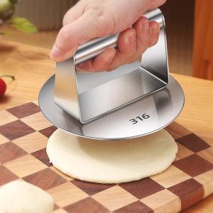 Stainless Steel Hamburger Meat Pressing Machine Dough Pressing Tool Manual Meat Cake Press Round Mold Dumpling Wrappers Kitchen Tools