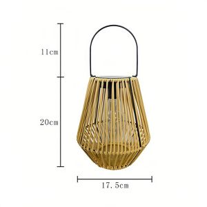 NOBLELUX Waterproof Rattan Solar Lantern Solar Powered Standing/Hanging Weaving Lantern Eco-Friendly Bamboo Frame Bamboo Chandelier Lamp Outdoor Garden Yard