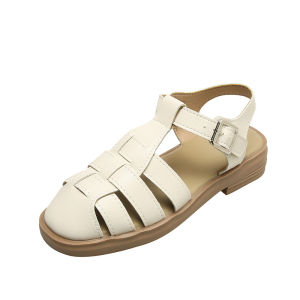 [Free Shipping] Baotou Sandals WomenS Summer Thick-Soled Retro Woven Soft-Soled Flat Roman Sandals