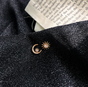 Star & Moon Cluster Earring Stud 925 Silver Post [SG]