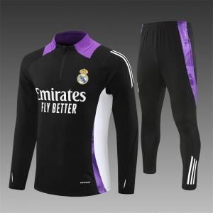 AE2425 Real Madrid pre-match long-sleeve training suit half-zip same style football uniform for adults and children