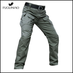 Fuguiniao Quần Chiến Thuật Quần Công Sở Thường Ngày Cotton Co Giãn Cho Nam Quần Dài Nhiều Túi IX2