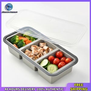 Winnereco Silicone Ice Cube Tray with Lid for Freezing Broth Soups and Sauces Large Stackable Leakproof Food Storage Container for Freezer