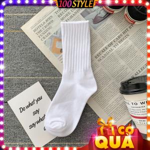 Tất Vớ Bắp Chân Nam Nữ Gân Dọc Màu Trơn Dày Dặn - 100style