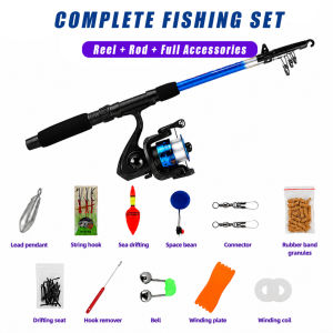 1.8M 2-Section Carbon Fiber Telescopic Rod Reel Set 5.2:1 15kg Drag 43pcs Line Lure Fish Grip