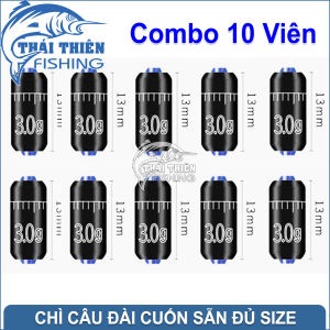 Combo 10 Viên Chì Câu Đài Cuộn Sẵn Có In Kích Cỡ (12003)