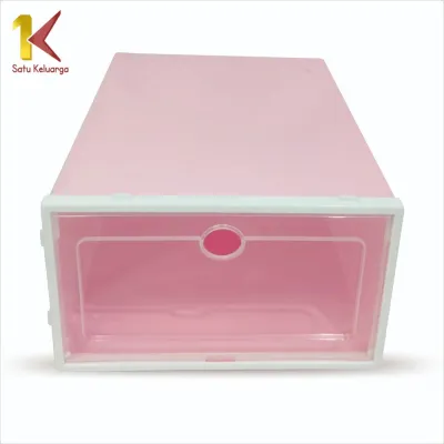 Satu Keluarga Kotak Sepatu C158 Kotak Sepatu Lipat Transparan Tebal Shoes Storage Box Organizer
