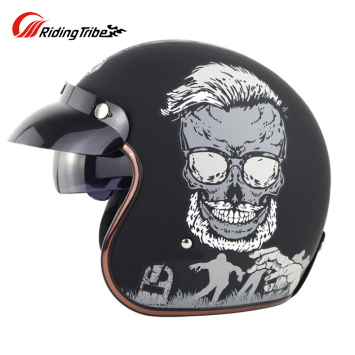 Riding Tribe หมวกกันน็อคครึ่งหน้า,หมวกกันน็อคขี่รถจักรยานยนต์เปิดหน้า ...