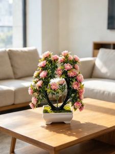 Artificial Bonsai Potted Plant Fake Flower Bonsai No‑Maintenance Desktop Ornament for Home Office