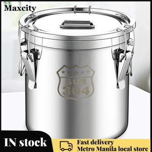 Food Storage Solution 6/12/21/33L Stainless Steel Airtight Canister with Leakproof Lid for Home Kitchen