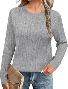 Arach&Cloz  Womens Summer Autumn Fan-shaped Lace Cuff Round Neck Top Textured Shirt