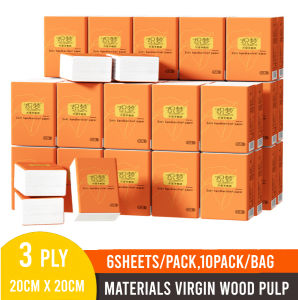 ZhiMeng Eco-Friendly 3-Ply Virgin Wood Pulp Pocket Facial Tissue | 6 Sheets/Box x 10 Packs | Multipack
