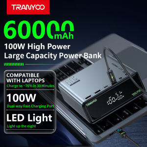 Tranyoo L6 60000mAh 100W Powerbank Original Two-way Super Fast Charging Laptop LED Lights DC Output