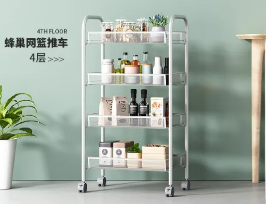 Movable Three/Four/Five Layer Trolley With Wheels Kitchen Shelf Floor ...