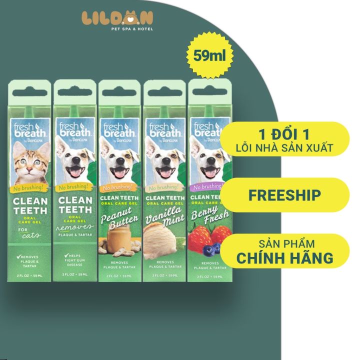 [Chính hãng] TROPICLEAN (59ml) Gel Vệ Sinh Làm Sạch Răng Miệng Cho Chó Mèo - Làm Sạch Mảng Bám Cao Răng Hiệu Quả