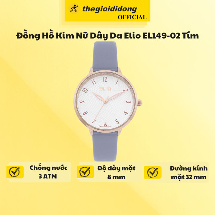 Đồng Hồ Kim Nữ Dây Da Elio EL149-02 Tím
