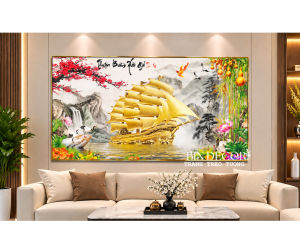 (ẢNH THẬT) Tranh treo tường thuận buồm xuôi gió trang trí phòng khách TT142