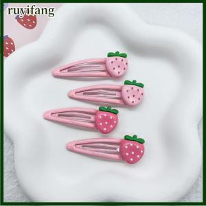 ruyifang ปิ่นปักผมรูปสตรอเบอร์รี่แสนหวานน่ารัก2ชิ้นกิ๊บติดผมสีชมพูน่ารักสำหรับเด็กผู้หญิงกิ๊บติดผม BB คลิปหนีบผม