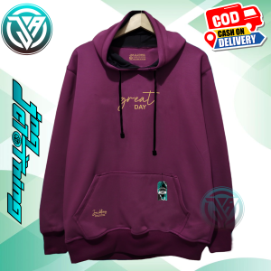 Jaket Hoodie Distro Sweater Hudie Simple Keren Sablon GREAT DAY cream kardus Jumper Cowo Pria keren gaya kekinian korean style Suiter Hodie Oversize bahan flece lembut adem
