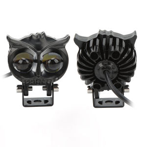 2pc mini owl driving light motorcycle led high low beam dual color 6000k white yellow super bright