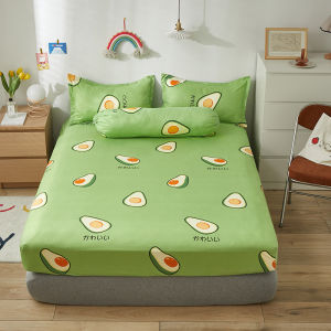 OEING 3Pc set (no oval pillowcase) Avocado Queen Fitted Sheet King Size with Elastic Bed Cover for Double Bed Mattress Covers