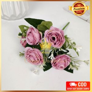 Bunga Mawar Rose Sky Cabang 5 - bunga mawar tulip plastik artificial mawar Imitasi untuk dekorasi rumah dekorasi kamar dan dekorasi wedding atau dekorasi pelaminan aritifisial palsu plastik Import premium termurah