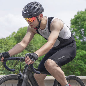 ROCKBROS Shockproof Cycling Bib Shorts Breathable Powerband Men Pad Shorts Elasticity Quick-drying Bicycle Bib Shorts