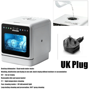 WPOT 3D Spray Tabletop Dishwasher Continuous Soft Water Washing Fully Automatic Countertop Dishwasher Quick Cleaning and Disinfection Grade a Disinfection Cabinet Dishwasher No Embedded