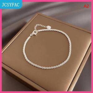 JCSYFAC 1 2pcs mới thời trang bạc màu lấp lánh Vòng đeo tay tinh tế phụ nữ đơn giản có thể điều chỉnh Vòng đeo tay phụ kiện trang sức thời trang tốt