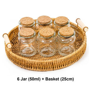 6Pcs Jar with Basket Set 50ml Small Glass Bottle with Cork Mini Prosperity Jar 2026 Move in Ritual Jar Kit Glass Bottle with Cap