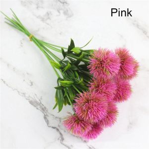 FWFHTP 5pcs Green Bouquets Party Wedding Home Decorative Real Touch Decor Fake Artificial Flower Silk Dandelion Flowers