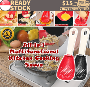 [SG READY STOCK] Multifunctional Kitchen Cooking Spoon Slotted Spoon for Kitchen Cooking Mashing Grating Garlic Egg White Separator Skimmer Colander Strainer #AE391