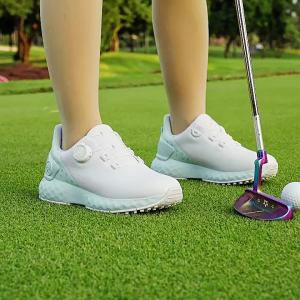 AUPGM Sakura golf shoes womens waterproof athletic shoes non-slip lightweight with a comfortable knob design and shock-absorbing spike-less soles