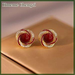 Hmeme Fashion Elegant Rose Flower Zircon Ear Studs For Women Luxury Earrings Accessories Gift Trendy Delicate Jewelry