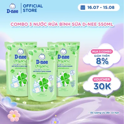 Combo 3 Nước rửa bình sữa D-nee Organic 550 ML