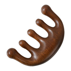 Hengfa Lina Meridian Massage Comb Five-Tooth Handleless Wooden Point Acupuncture Head Comb Wide-Tooth Sandalwood Comb Massage Head