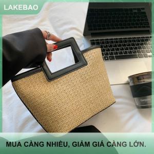 【LAKEBAO】 Mùa hè handmade túi xách cho phụ nữ bãi biển rơm túi công suất lớn Túi xách Totes