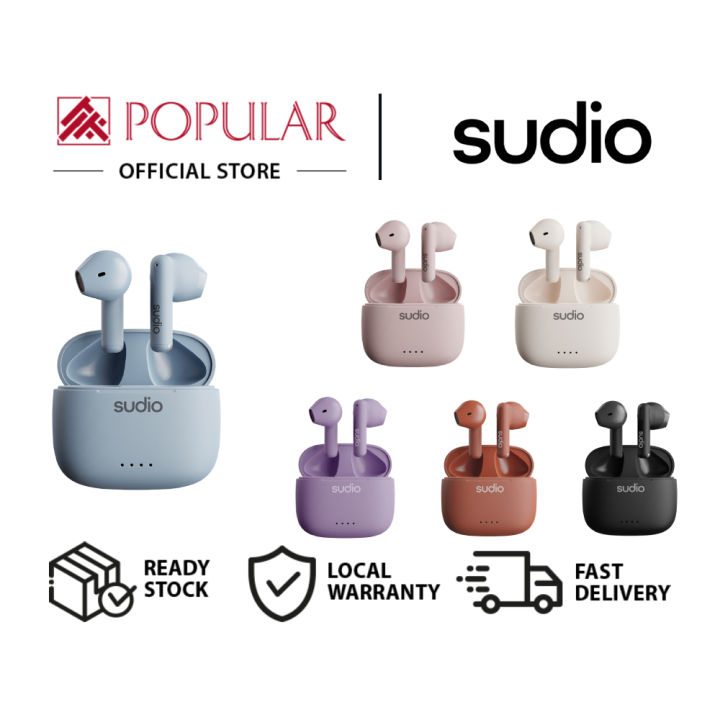 SUDIO A1 True Wireless Earbuds (Candy Pink/Midnight Black/Misty Blue/Purple Rain/Sienna Red/Snow