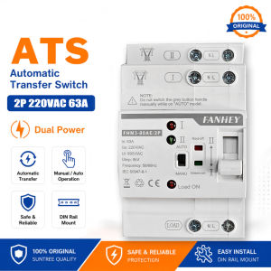 Din Rail 2P 63A ATS Dual Power Automatic Transfer Switch Electrical Selector Changeover Switches