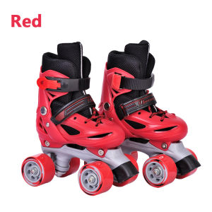 【Free protective gear】adjustable double row roller skates for kids suitable for beginners 6 years 8 years 12 years old boys and girls 4 wheel roller skate shoes breathable children outdoor sports roller skates non-slip abrasion resistant