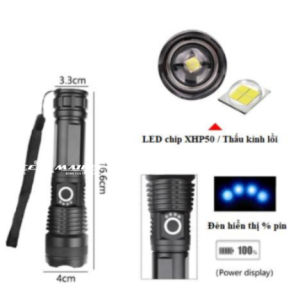 Đèn pin siêu sáng chip led công suất cao 20W pin 5000mah sử dụng 4 đến 6 giờ sáng vỏ nhôm siêu nhẹ MLH