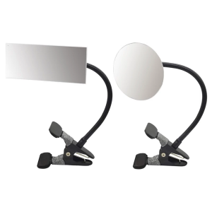 360 Degree Adjustable Rectangle/Round Clip On Mirror Flexible Makeup Mirror for Desk or Cubicle Safety and Security