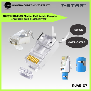 7-STAR* 100PCS RJ45 Cat7 & Cat6A Shielded Pass Through Connector 8P8C 50UM Gold Plated FTP/STP RJ45 Network Modular Cat 7 Plug Crystal Head