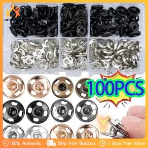 100PCS Silver Small Metal Snap Fasteners Press Button 8.5/10mm Accessories Sewing Embedded Buckle