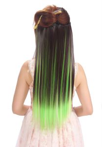 Long Straight Clip-in One Piece Hair Extension: Natural Synthetic Pink & Blue Color Women's Hairpiece